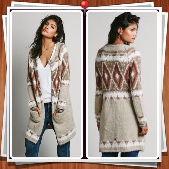 Free People Sweaters - FREE PEOPLE Mohair Frosted Fair Isle Cardigan